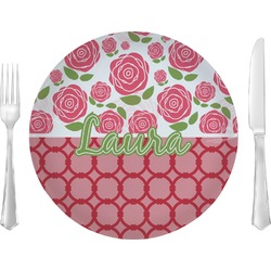 Roses Glass Lunch / Dinner Plate 10" (Personalized)