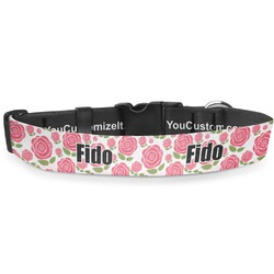 Roses Deluxe Dog Collar - Medium (11.5" to 17.5") (Personalized)