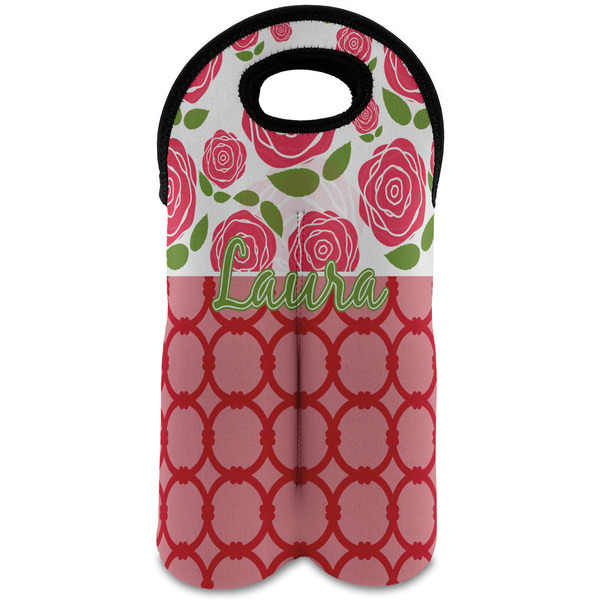 Custom Roses Wine Tote Bag (2 Bottles) (Personalized)