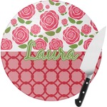 Roses Round Glass Cutting Board (Personalized)