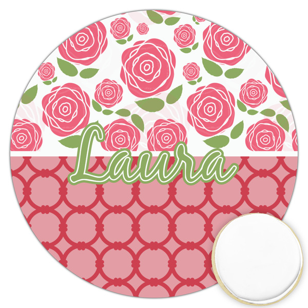 Custom Roses Printed Cookie Topper - 3.25" (Personalized)