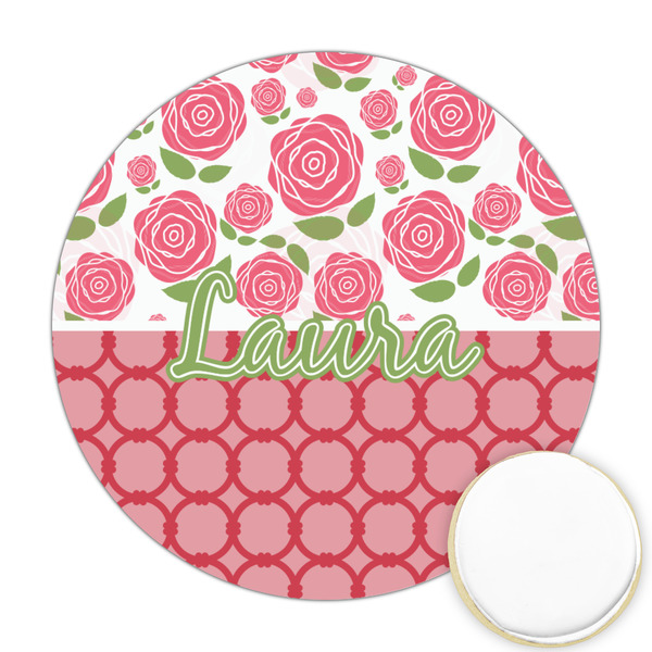 Custom Roses Printed Cookie Topper - Round (Personalized)