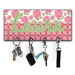 Roses Key Hanger w/ 4 Hooks w/ Name or Text