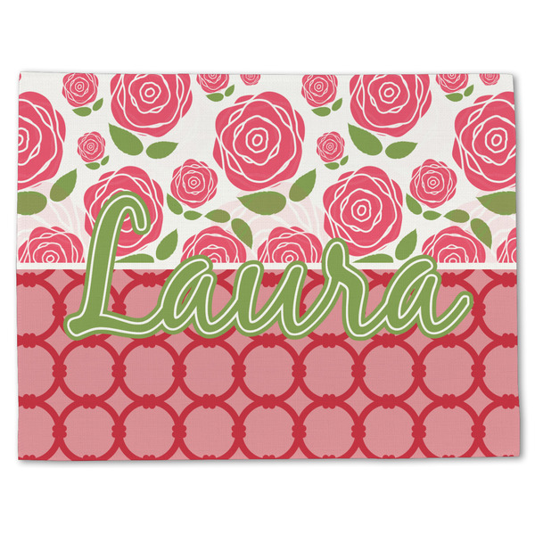 Custom Roses Single-Sided Linen Placemat - Single w/ Name or Text