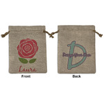 Roses Medium Burlap Gift Bag - Front & Back (Personalized)