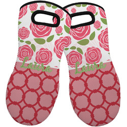 Roses Neoprene Oven Mitts - Set of 2 w/ Name or Text