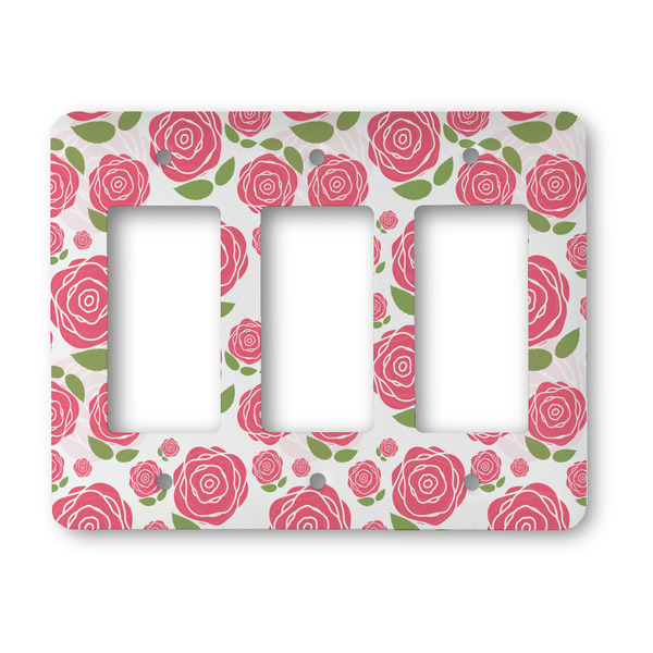 Custom Roses Rocker Style Light Switch Cover - Three Switch