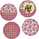 Roses Set of 4 Glass Lunch / Dinner Plate 10" (Personalized)