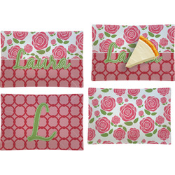 Roses Set of 4 Glass Rectangular Appetizer / Dessert Plate (Personalized)