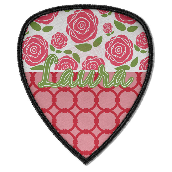 Custom Roses Iron on Shield Patch A w/ Name or Text