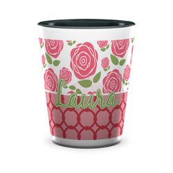 Roses Ceramic Shot Glass - 1.5 oz - Two Tone - Single (Personalized)