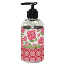 Roses Plastic Soap / Lotion Dispenser (8 oz - Small - Black) (Personalized)