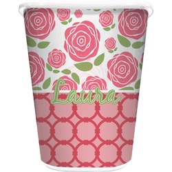 Roses Waste Basket - Single Sided (White) (Personalized)