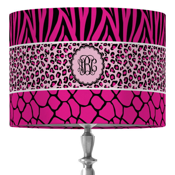 Custom Triple Animal Print 16" Drum Lamp Shade - Fabric (Personalized)