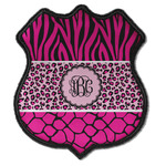 Triple Animal Print Iron On Shield Patch C w/ Monogram