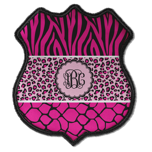 Custom Triple Animal Print Iron On Shield Patch C w/ Monogram