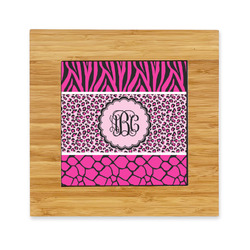 Triple Animal Print Bamboo Trivet with Ceramic Tile Insert (Personalized)