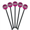 Triple Animal Print Black Plastic 5.5" Stir Stick - Round - Fan View