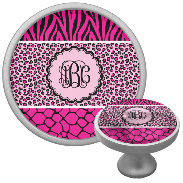 Custom Triple Animal Print Cabinet Knob (Silver) (Personalized)