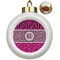 Triple Animal Print Ceramic Christmas Ornament - Poinsettias (Front View)