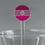 Triple Animal Print 7" Round Plastic Stir Sticks - Clear (Personalized)