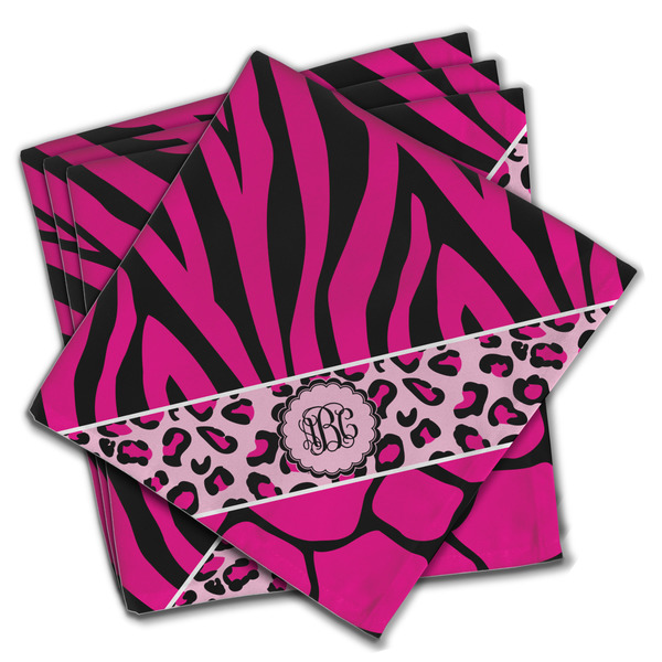 Custom Triple Animal Print Cloth Napkins (Set of 4) (Personalized)