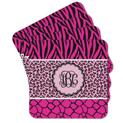 Triple Animal Print Cork Coaster - Set of 4 w/ Monogram