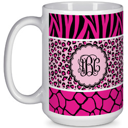 Triple Animal Print 15 Oz Coffee Mug - White (Personalized)