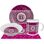 Triple Animal Print Dinner Set - Single 4 Pc Setting w/ Monograms