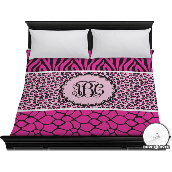 Custom Triple Animal Print Duvet Cover - King (Personalized)