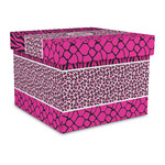 Triple Animal Print Gift Box with Lid - Canvas Wrapped - Large (Personalized)