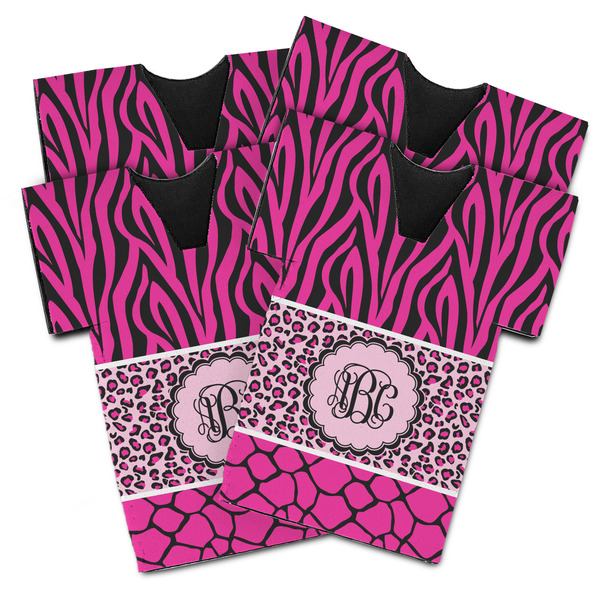 Custom Triple Animal Print Jersey Bottle Cooler - Set of 4 (Personalized)