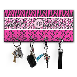 Triple Animal Print Key Hanger w/ 4 Hooks w/ Monogram