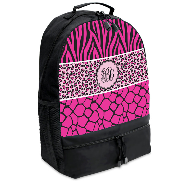 Custom Triple Animal Print Backpacks - Black (Personalized)