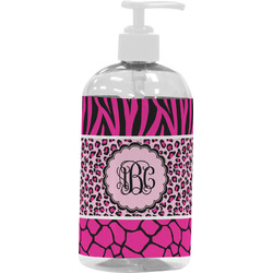 Triple Animal Print Plastic Soap / Lotion Dispenser (16 oz - Large - White) (Personalized)