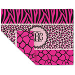 Triple Animal Print Double-Sided Linen Placemat - Single w/ Monogram