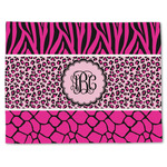 Triple Animal Print Single-Sided Linen Placemat - Single w/ Monogram