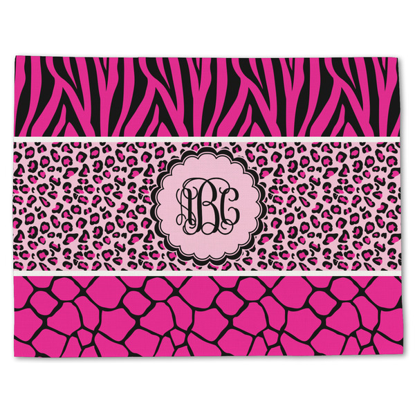 Custom Triple Animal Print Single-Sided Linen Placemat - Single w/ Monogram