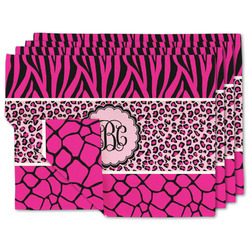 Triple Animal Print Linen Placemat w/ Monogram