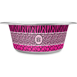 Triple Animal Print Stainless Steel Dog Bowl - Small (Personalized)