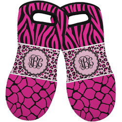 Triple Animal Print Neoprene Oven Mitts - Set of 2 w/ Monogram