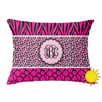 Triple Animal Print Outdoor Throw Pillow (Rectangular) (Personalized)