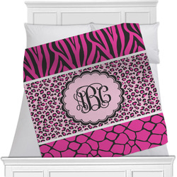 Triple Animal Print Minky Blanket - Toddler / Throw - 60"x50" - Double Sided (Personalized)