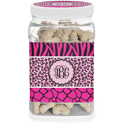 Triple Animal Print Dog Treat Jar (Personalized)