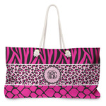 Triple Animal Print Large Tote Bag with Rope Handles (Personalized)