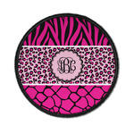 Triple Animal Print Iron On Round Patch w/ Monogram