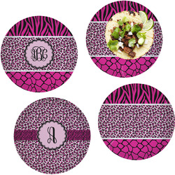Triple Animal Print Set of 4 Glass Lunch / Dinner Plate 10" (Personalized)