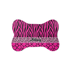 Triple Animal Print Bone Shaped Dog Food Mat (Small) (Personalized)