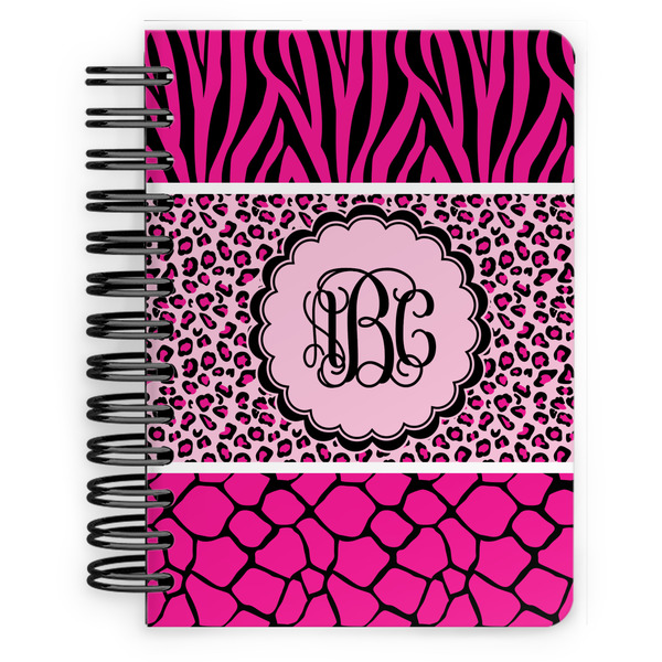 Custom Triple Animal Print Spiral Notebook - 5x7 w/ Monogram