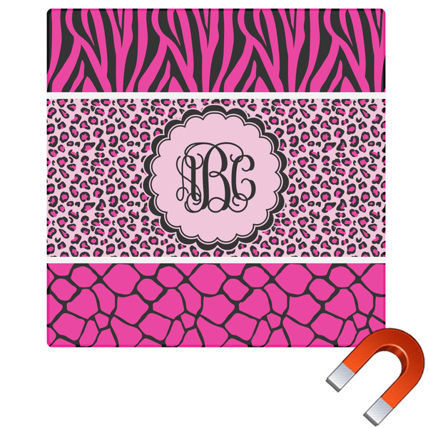 Custom Triple Animal Print Square Car Magnet - 6" (Personalized)